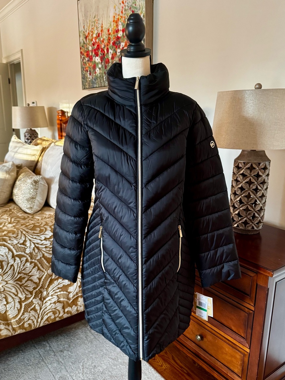 Michael Kors Packable Puffer Coat - Black- Size Large- NWT